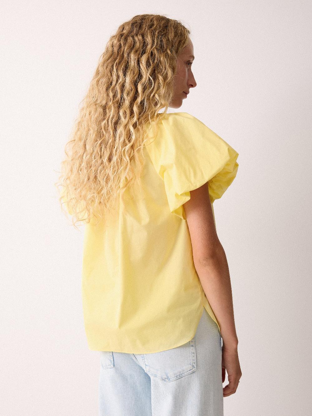 Jigsaw Cotton Puff Sleeve Top Yellow