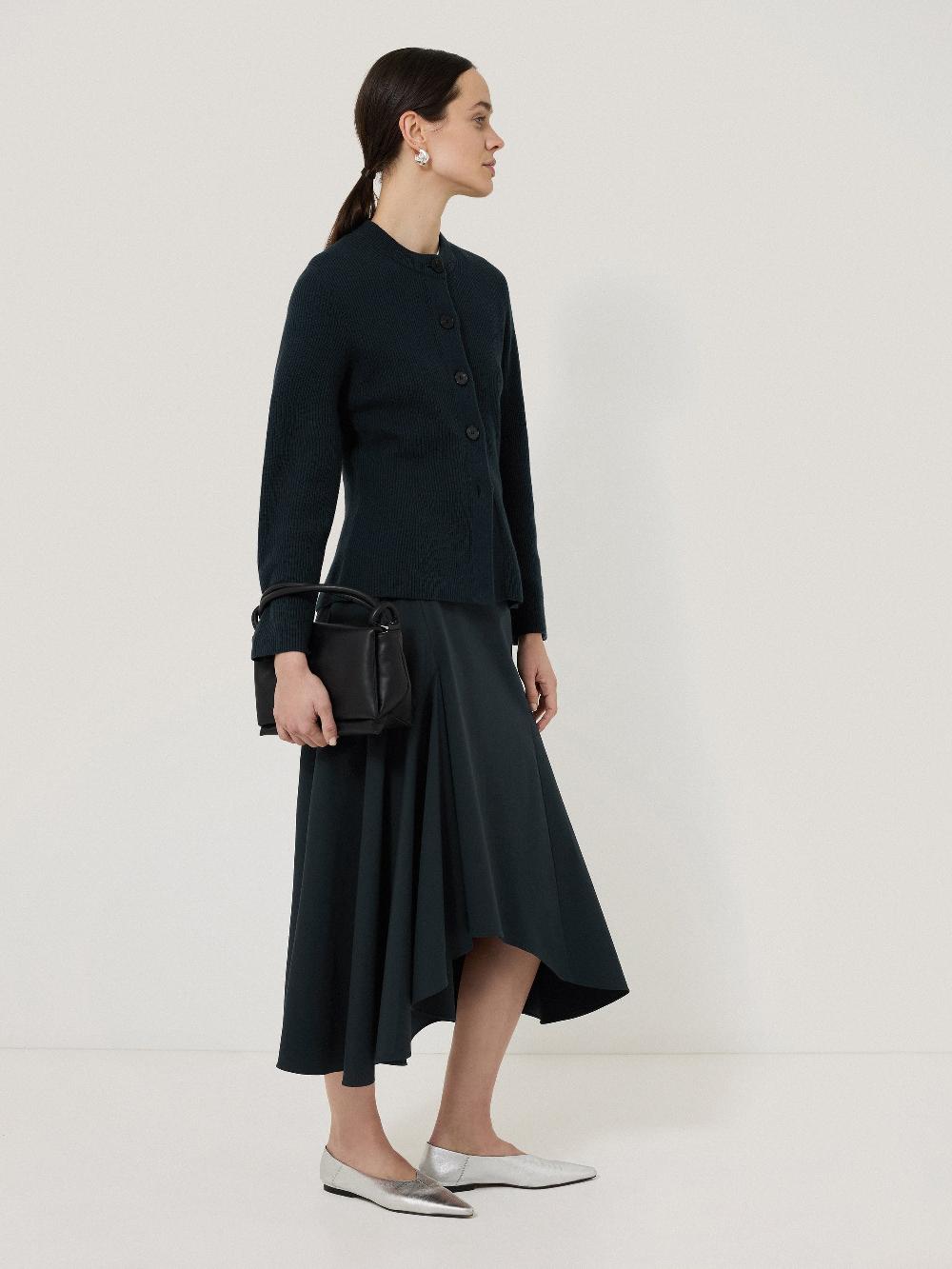 Jigsaw Cotton Seam Detail Skirt Navy