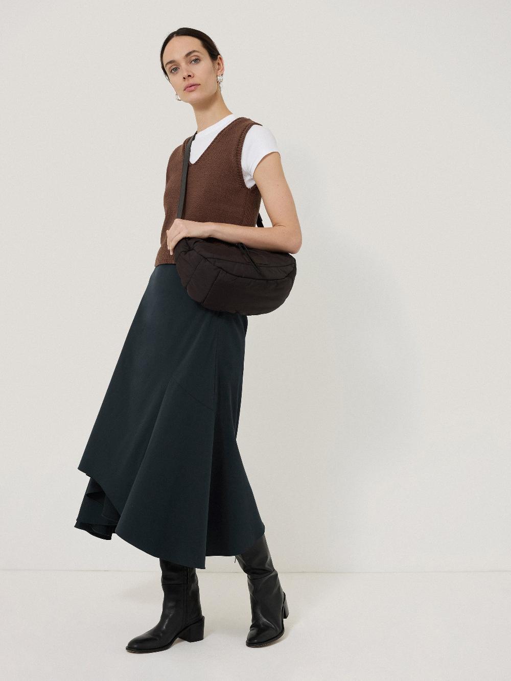 Jigsaw Cotton Seam Detail Skirt Navy