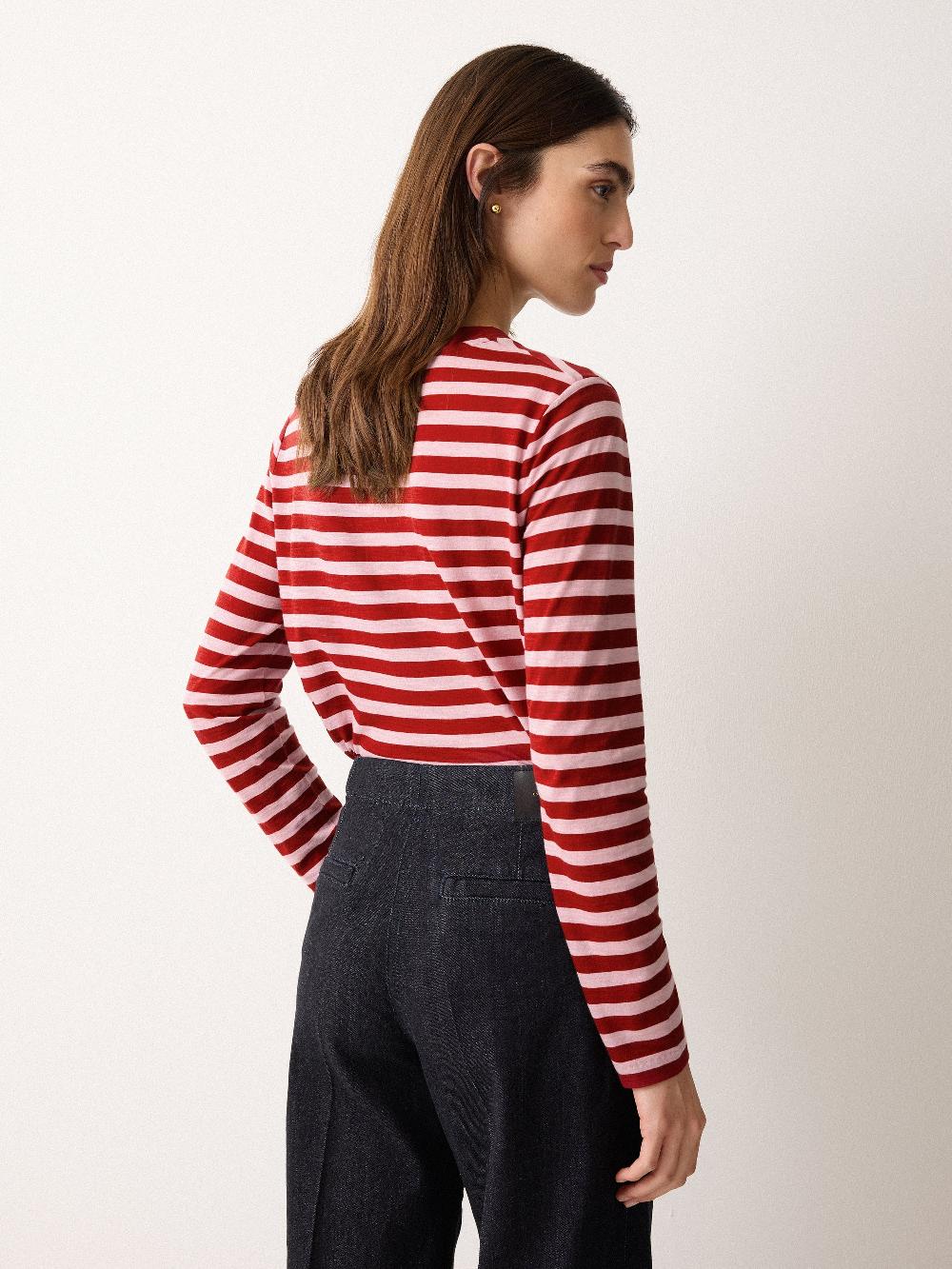 Jigsaw Cotton Stripe Long Sleeve Tee Pink