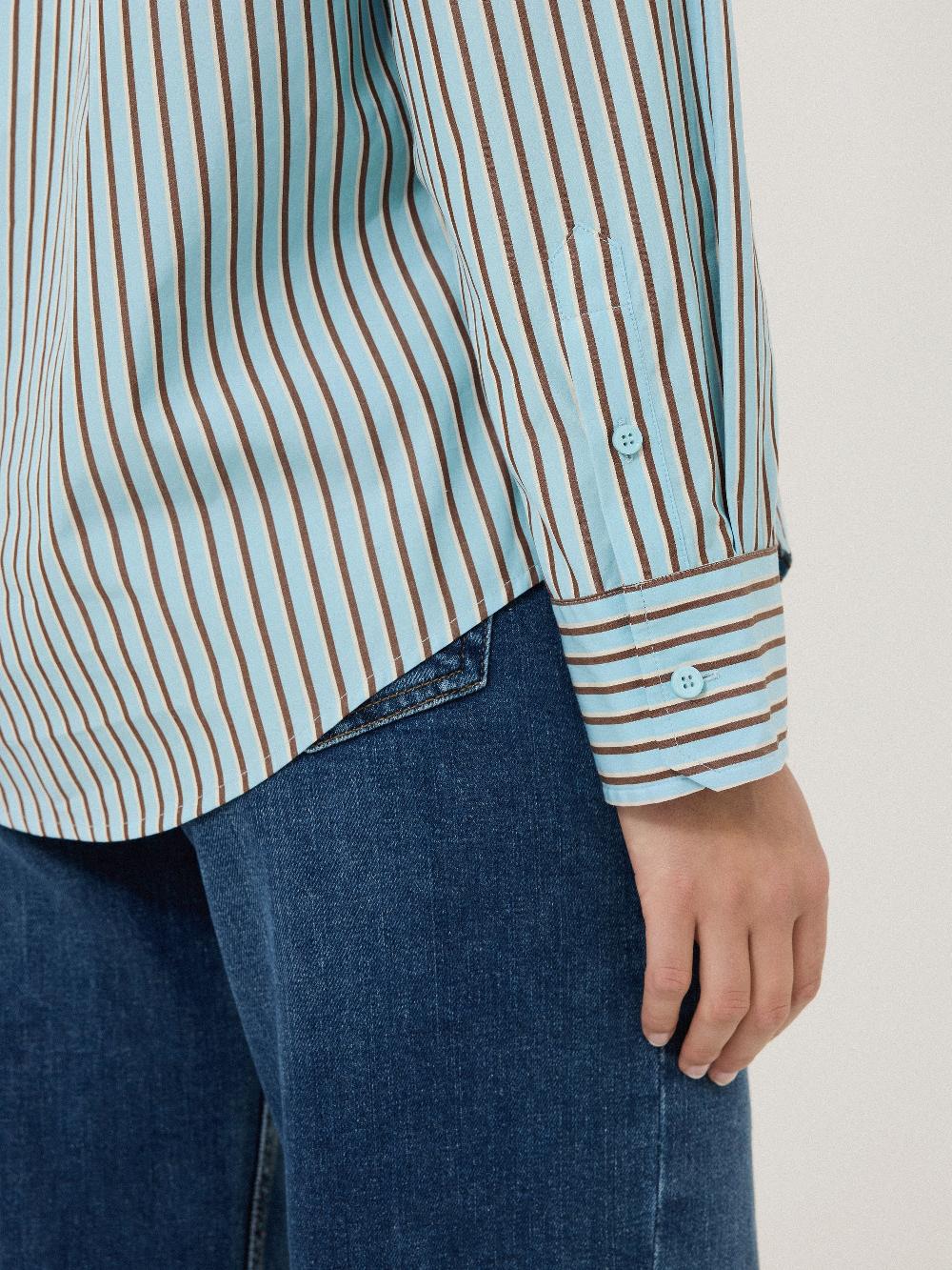 Jigsaw Cotton Stripe Shirt Blue