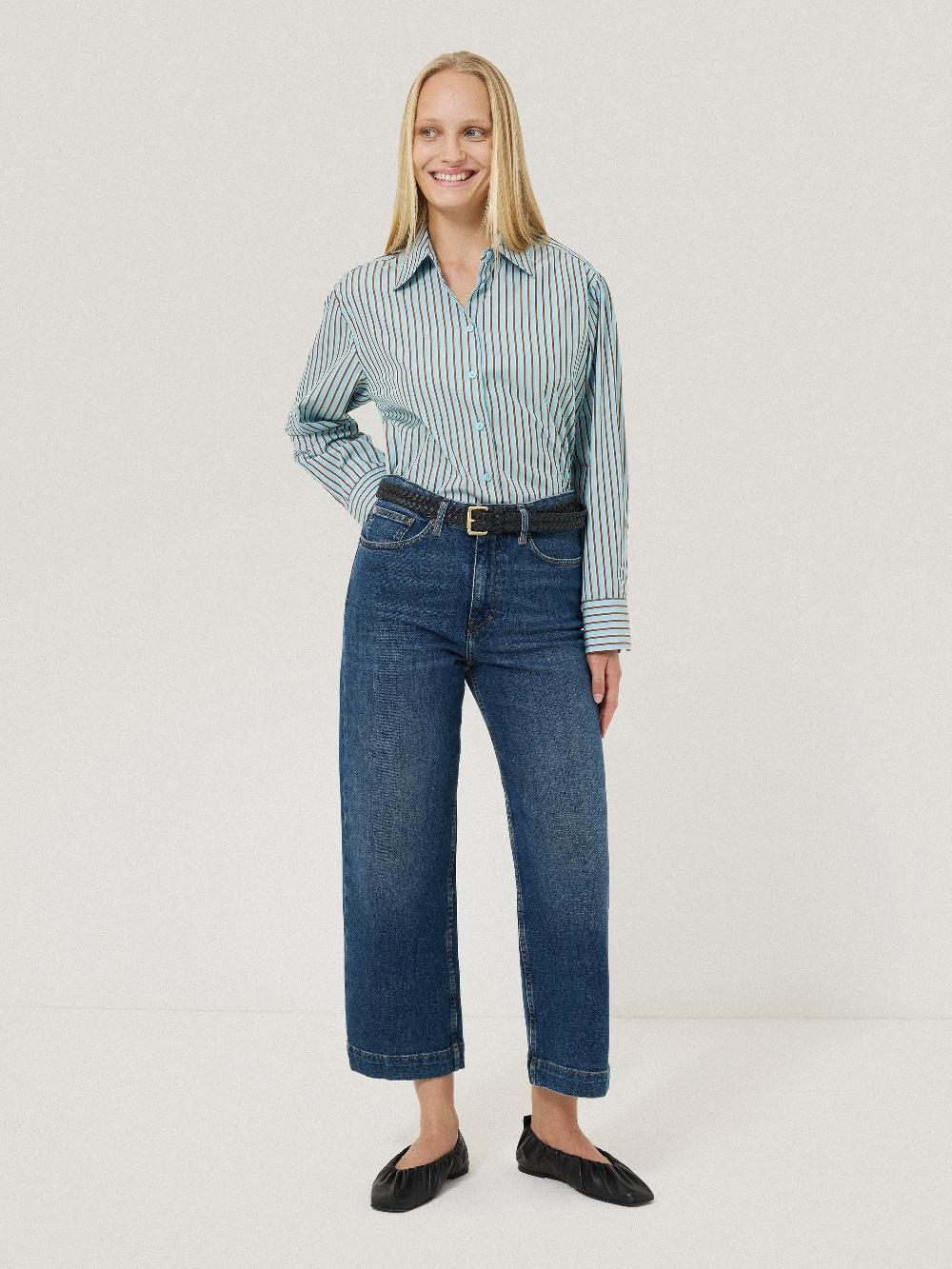 Jigsaw Cotton Stripe Shirt Blue