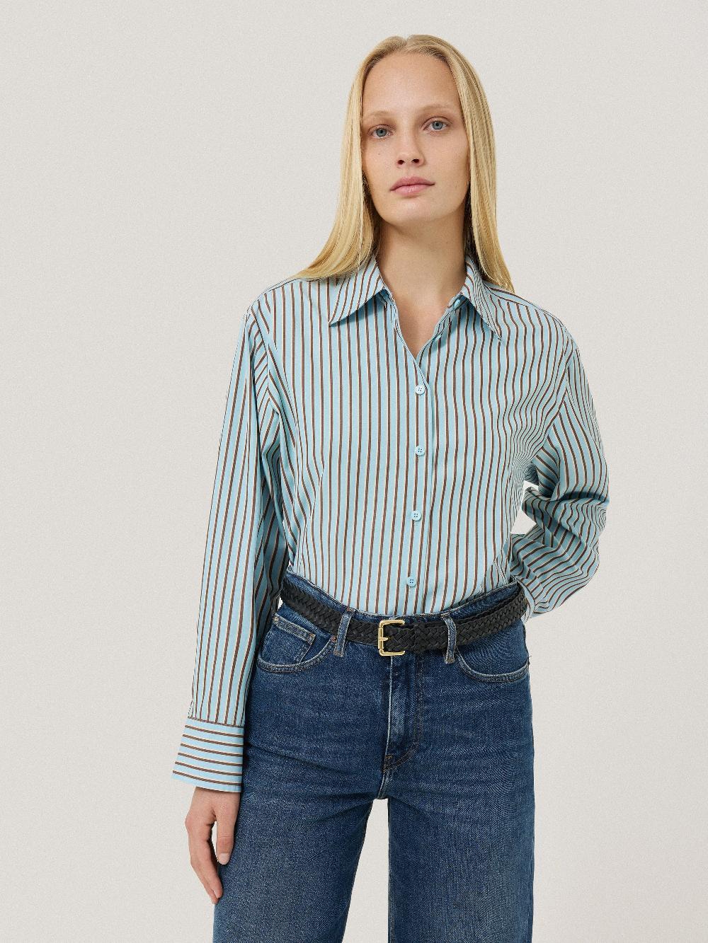 jigsaw Cotton Stripe Shirt Blue