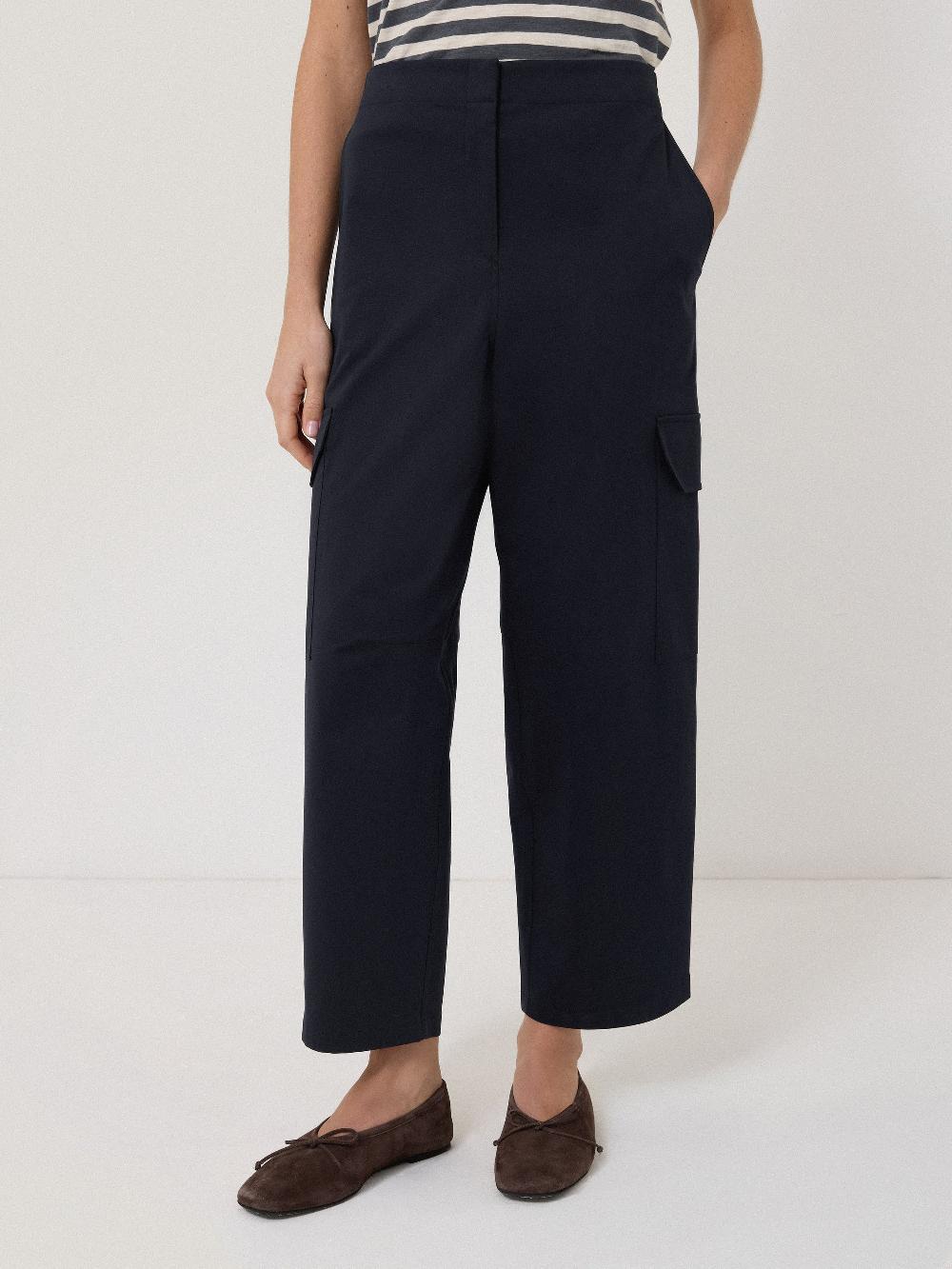 Jigsaw Cotton Viscose Cargo Trouser Navy