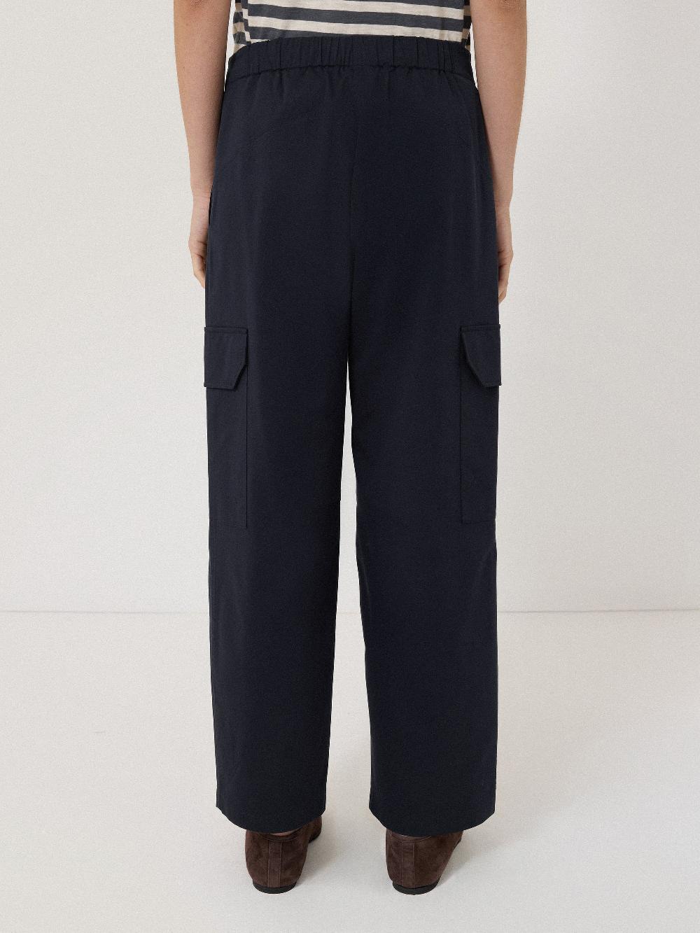 Jigsaw Cotton Viscose Cargo Trouser Navy
