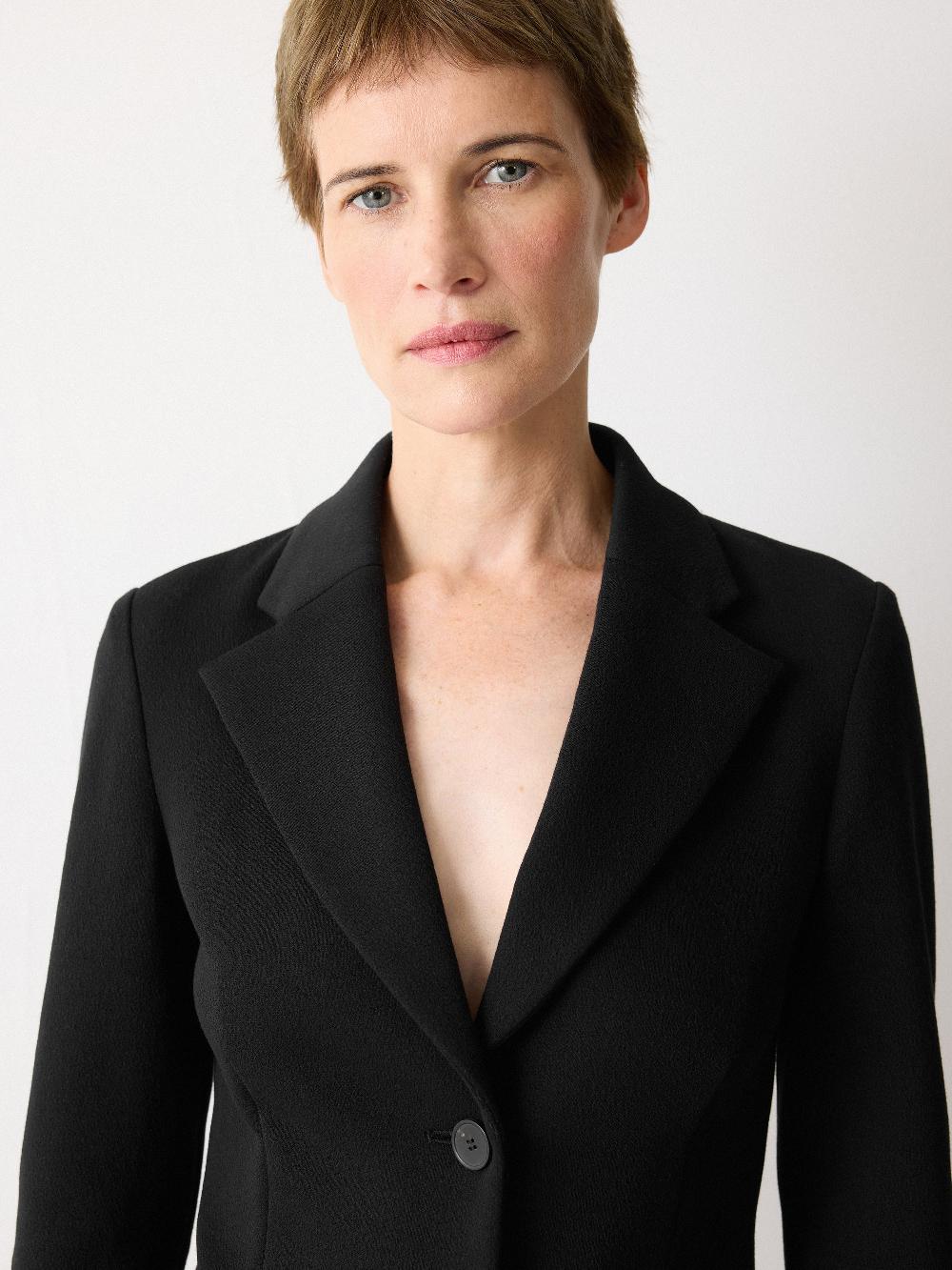 Jigsaw Crepe Ponte Cinch Jacket Black