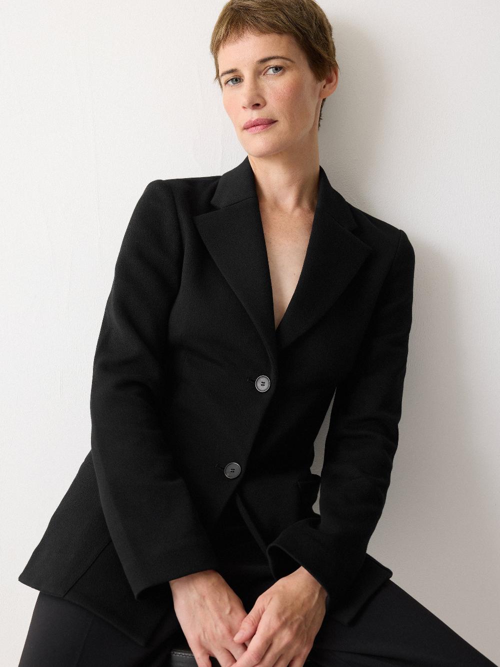 jigsaw Crepe Ponte Cinch Jacket Black