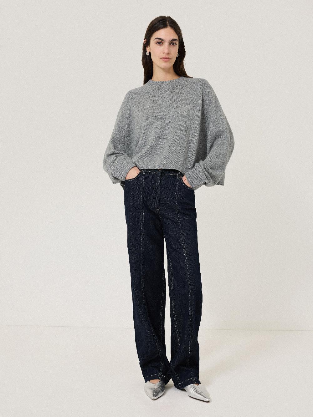 Jigsaw Crew Neck Poncho Jumper Grey