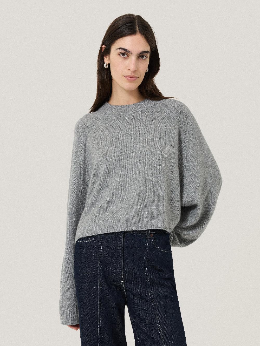 jigsaw Crew Neck Poncho Jumper Grey