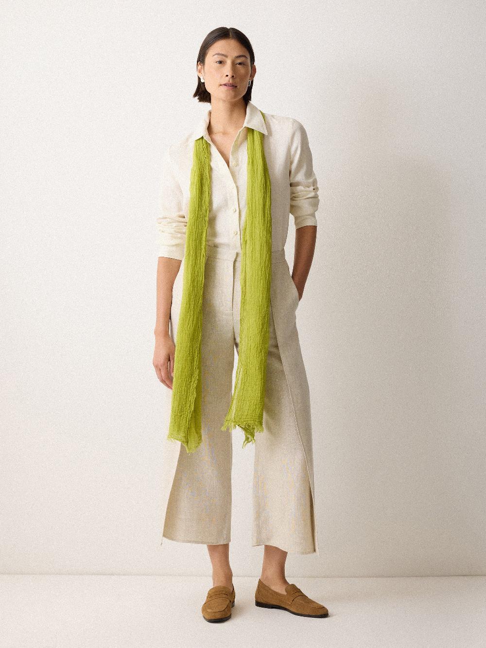 Jigsaw Crinkle Cotton Woven Scarf Green