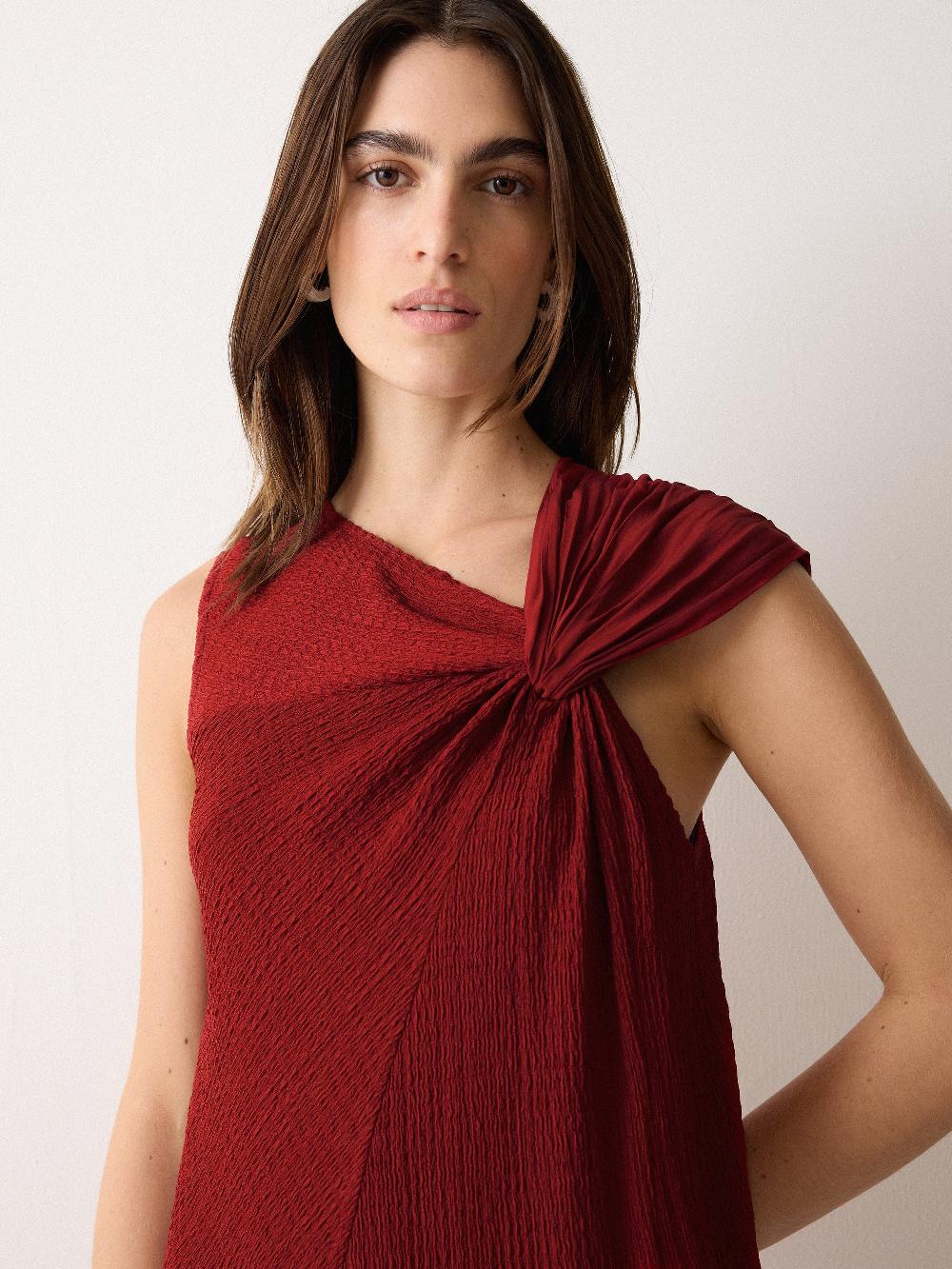 Jigsaw Crinkle Jersey Flowy Dress Red