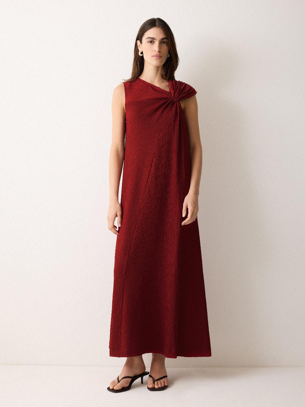 jigsaw Crinkle Jersey Flowy Dress Red