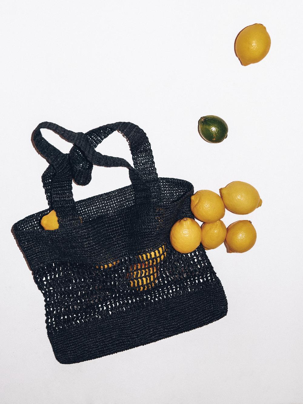 Jigsaw Crochet Tote Black
