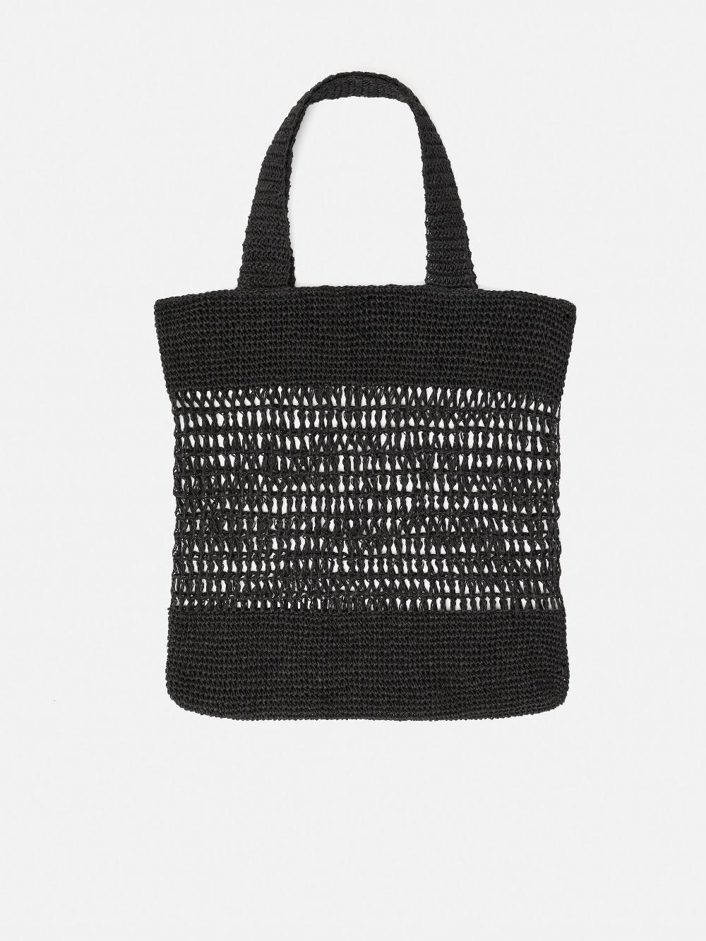 jigsaw Crochet Tote Black