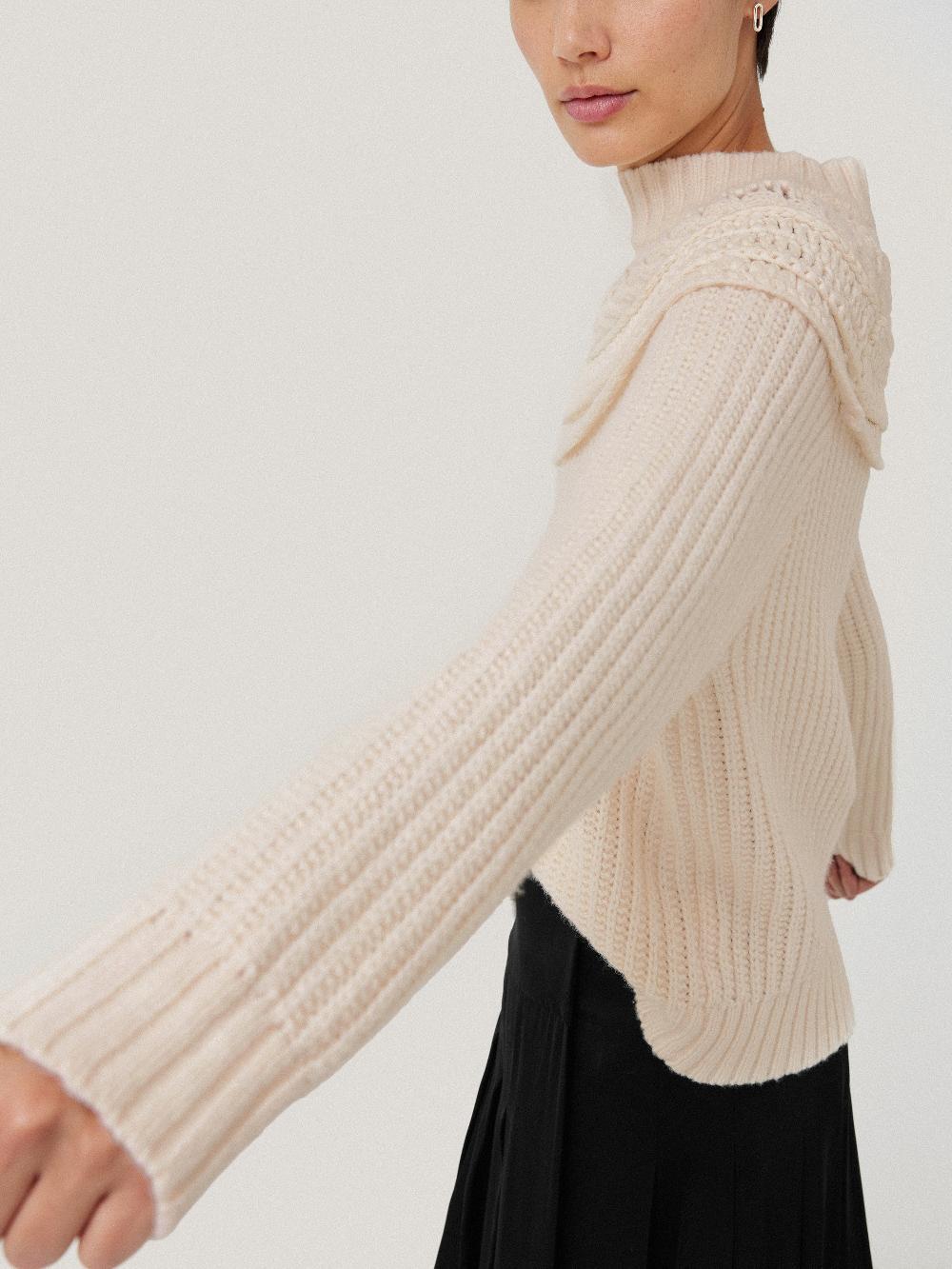 Jigsaw Crochet Yoke Jumper Cream