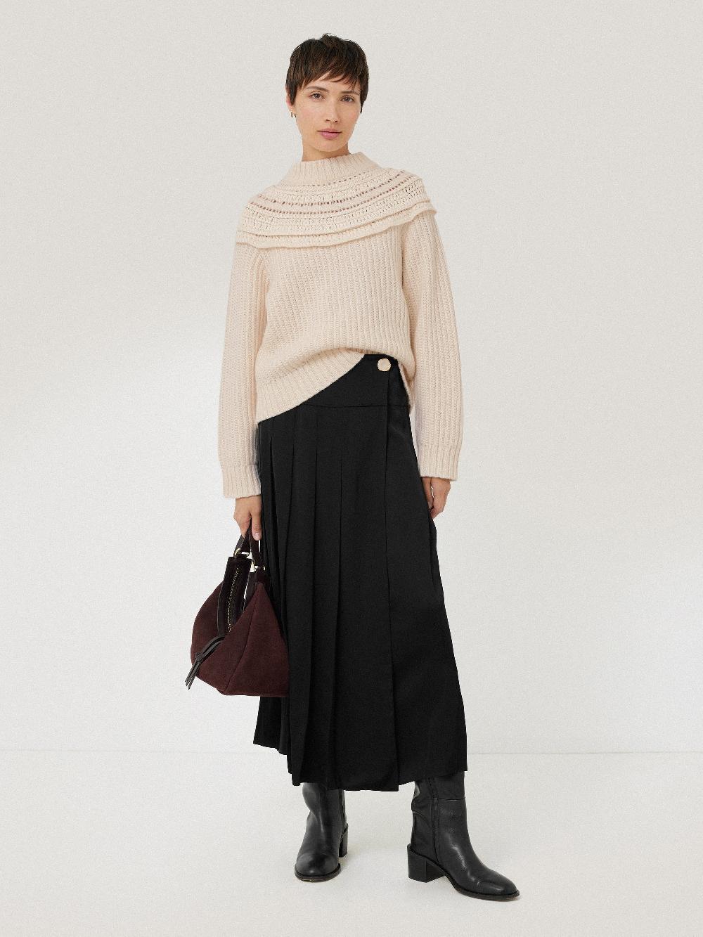 Jigsaw Crochet Yoke Jumper Cream