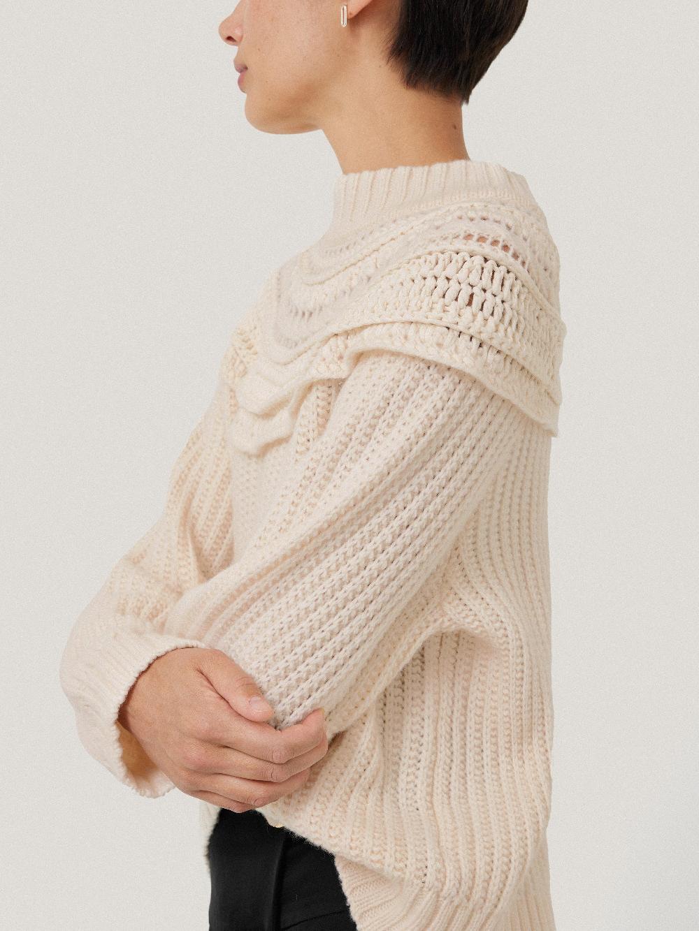 Jigsaw Crochet Yoke Jumper Cream