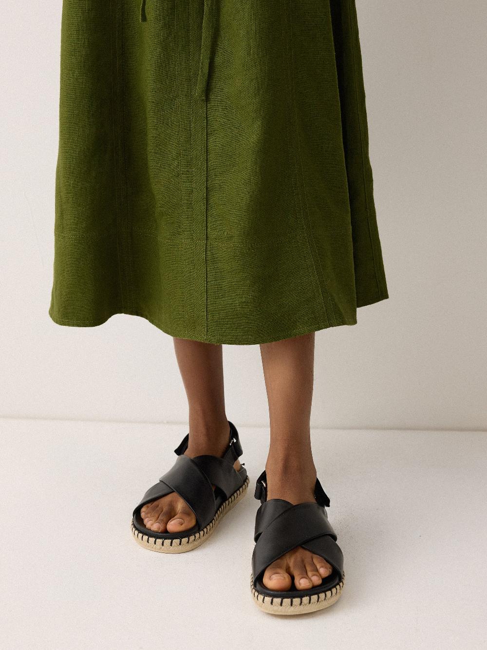 Jigsaw Cross Strap Espadrille Sandal Black