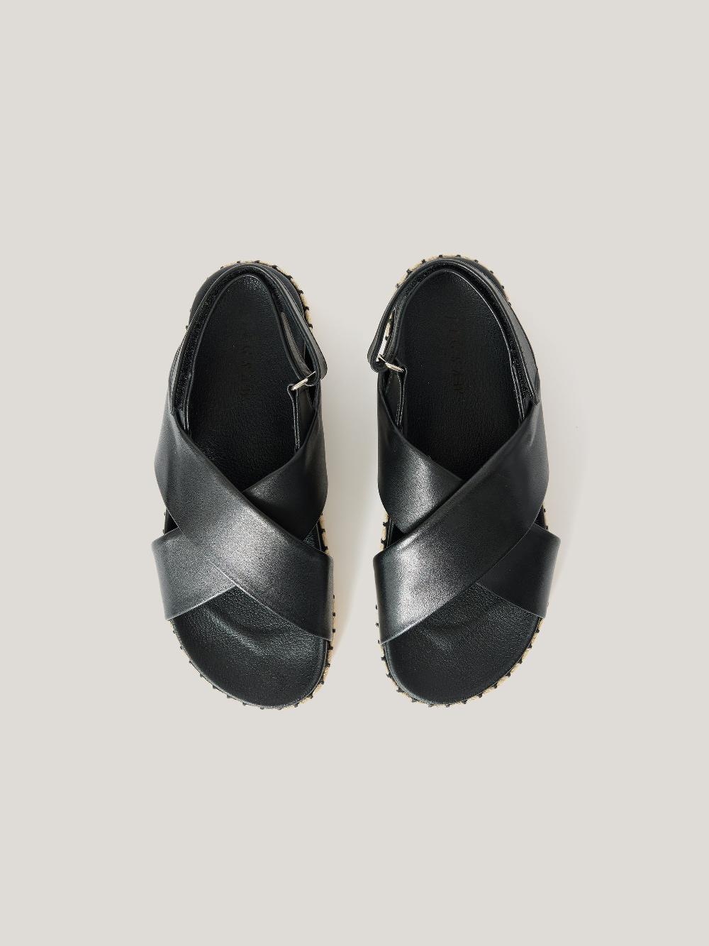 Jigsaw Cross Strap Espadrille Sandal Black