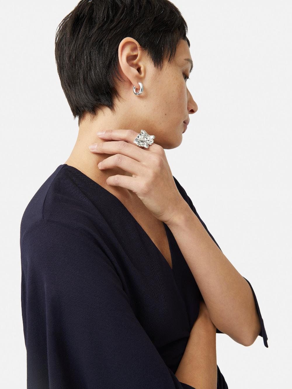 Jigsaw Crumpled Textured Ring SILVER