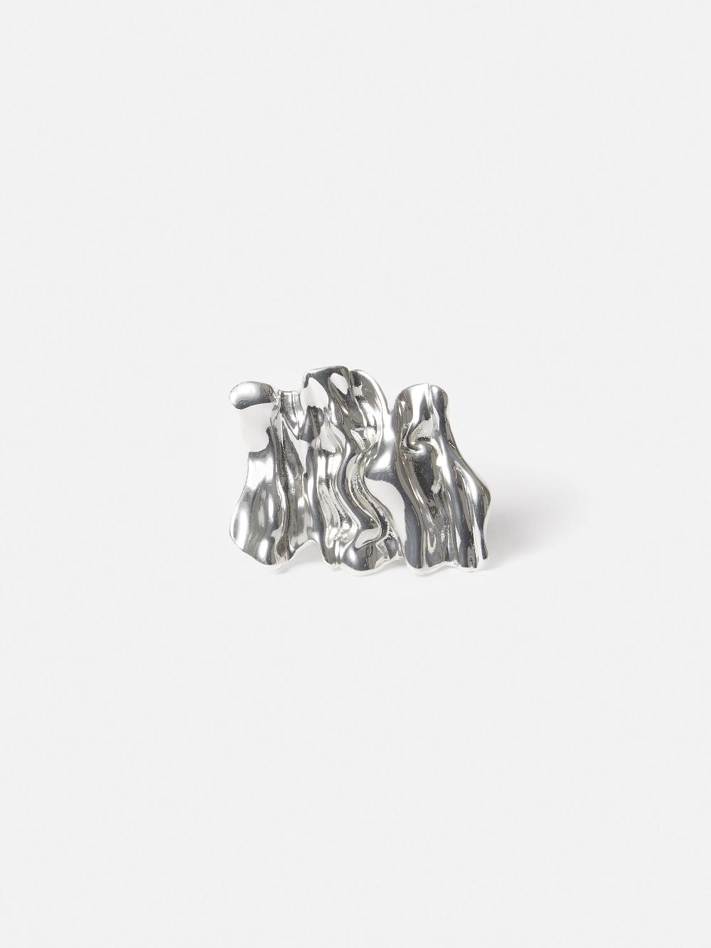 Jigsaw Crumpled Textured Ring SILVER