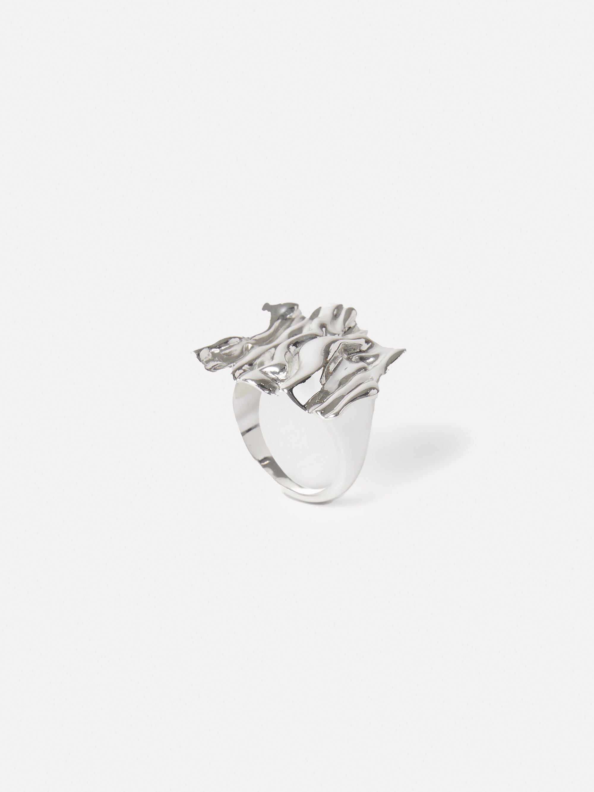 jigsaw Crumpled Textured Ring SILVER