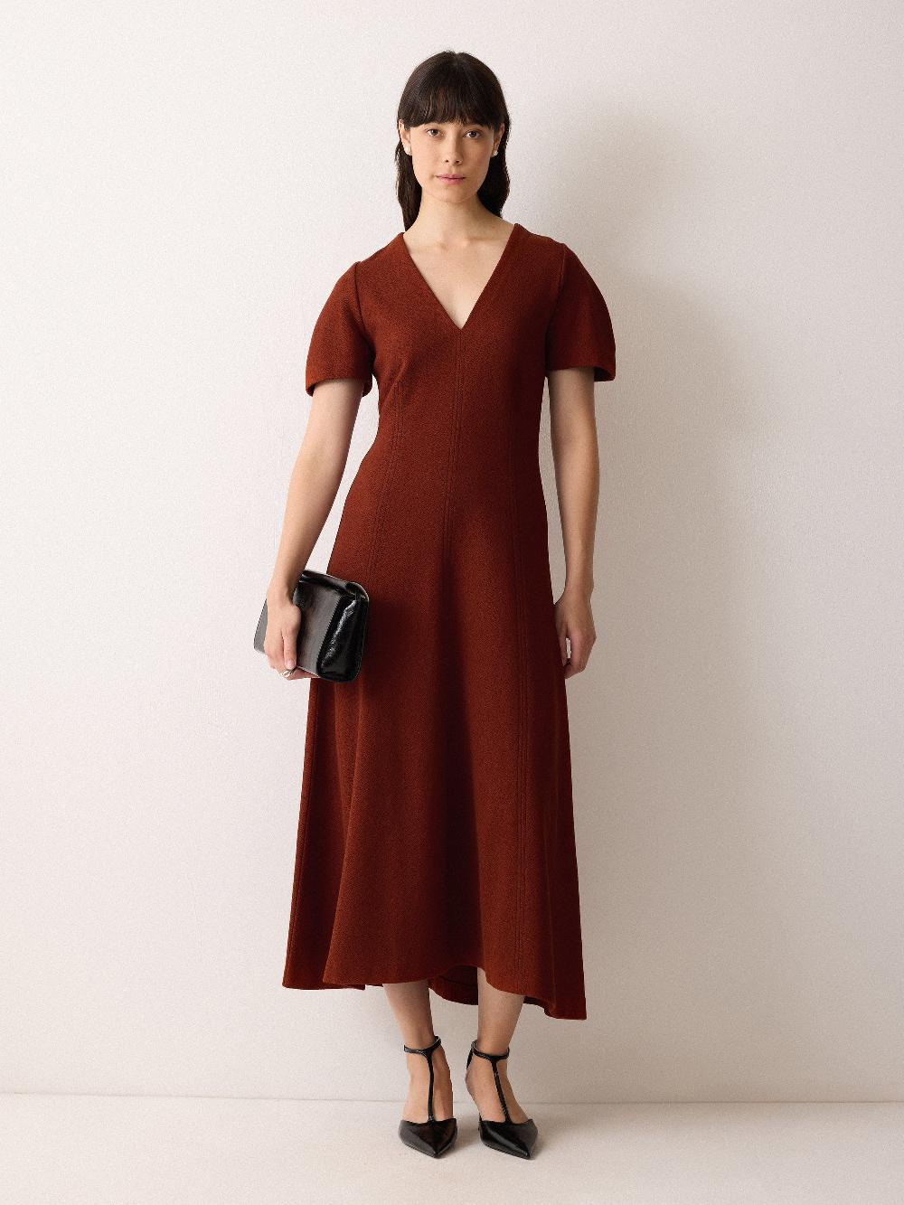 jigsaw Curved Sleeve Midi Dress Auburn