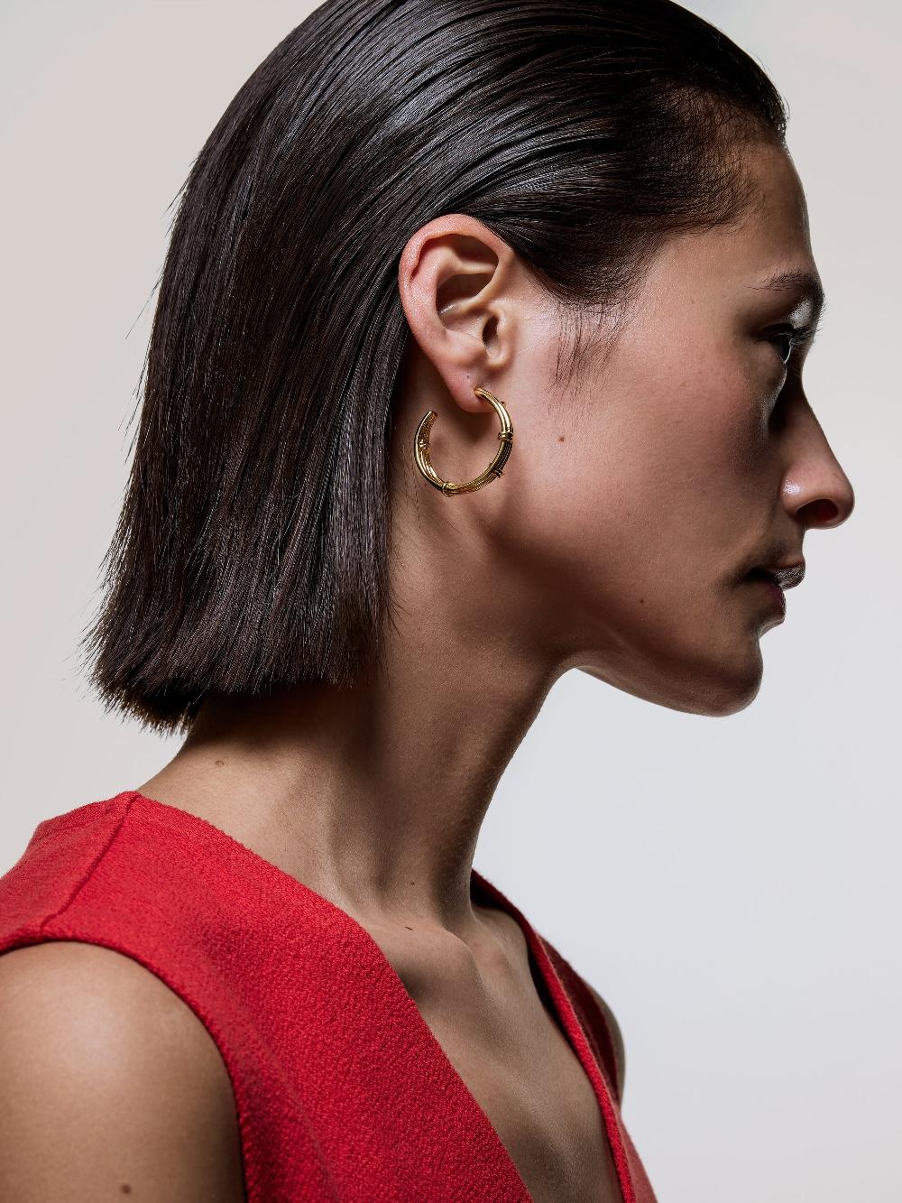 Jigsaw Dainty Loops Hoop Earring Gold