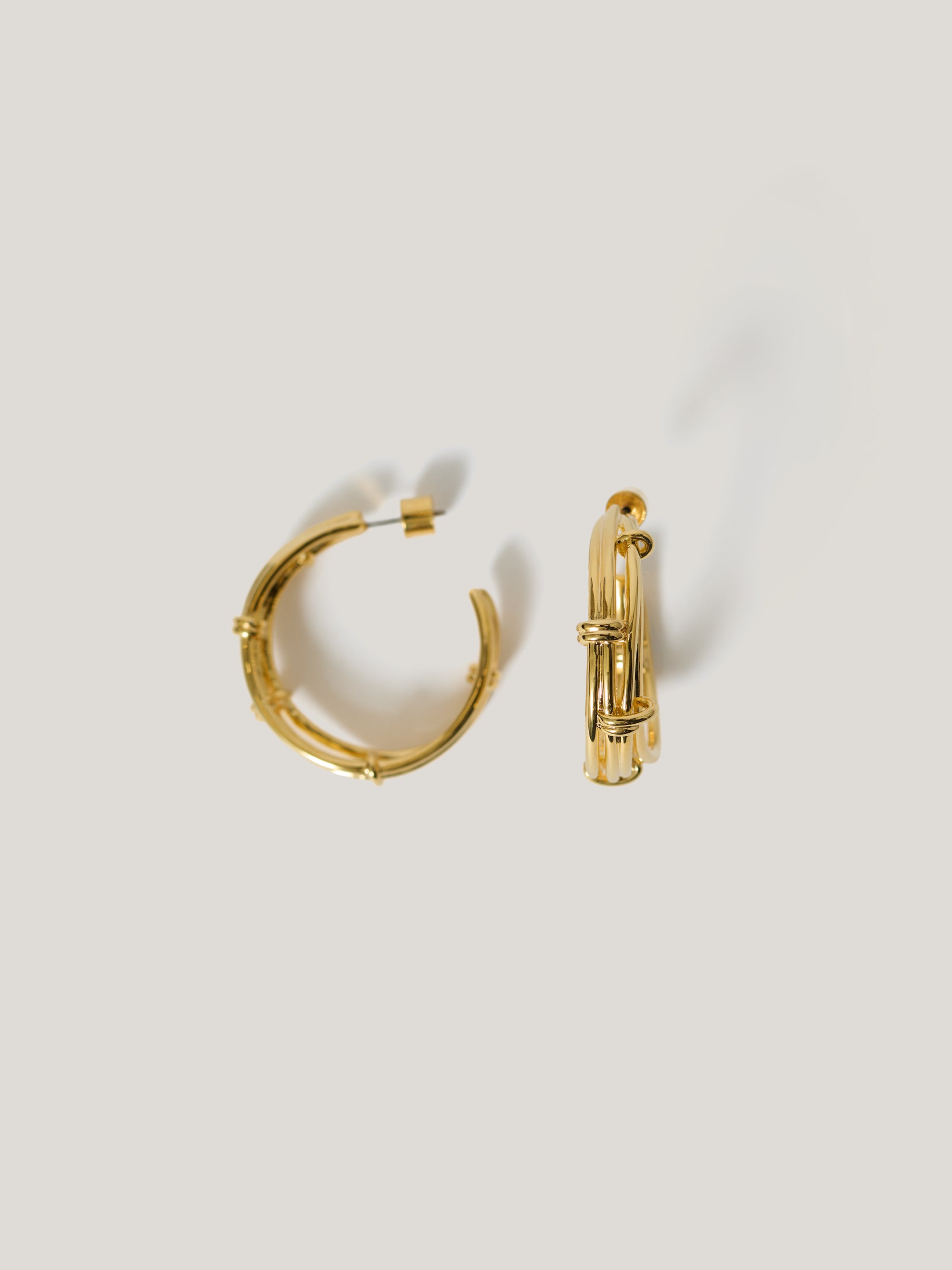 Jigsaw Dainty Loops Hoop Earring Gold