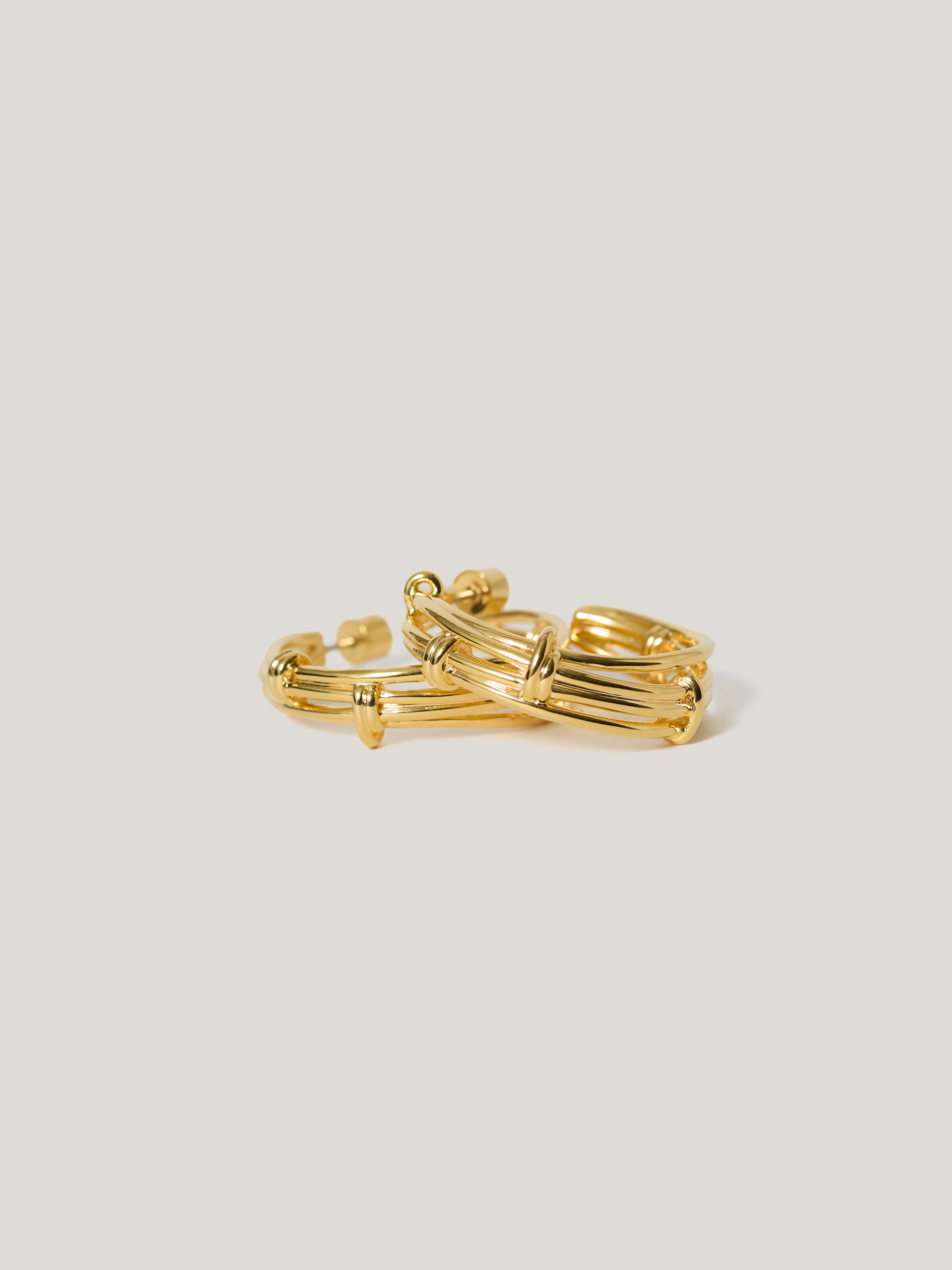 Jigsaw Dainty Loops Hoop Earring Gold