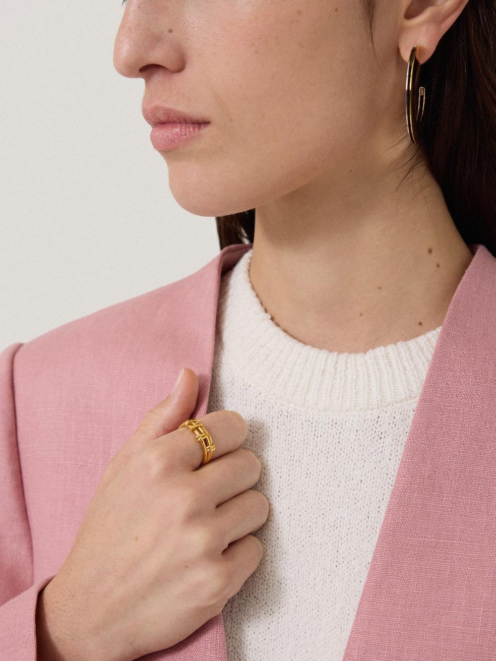 jigsaw Dainty Loops Ring Gold