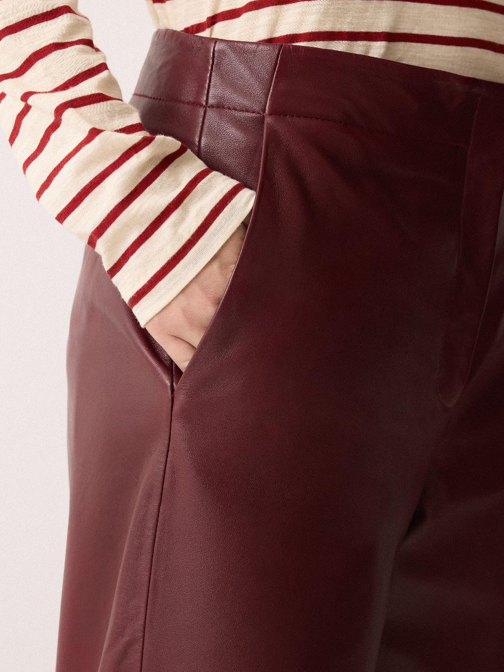 Jigsaw Dale Cropped Leather Trouser Red