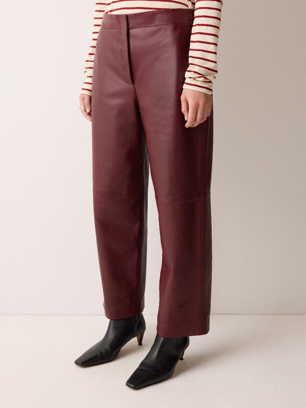 Jigsaw Dale Cropped Leather Trouser Red