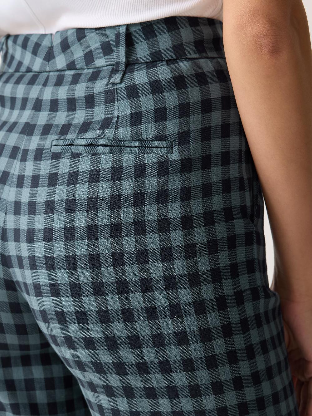 Jigsaw Dale Linen Check Trouser Blue