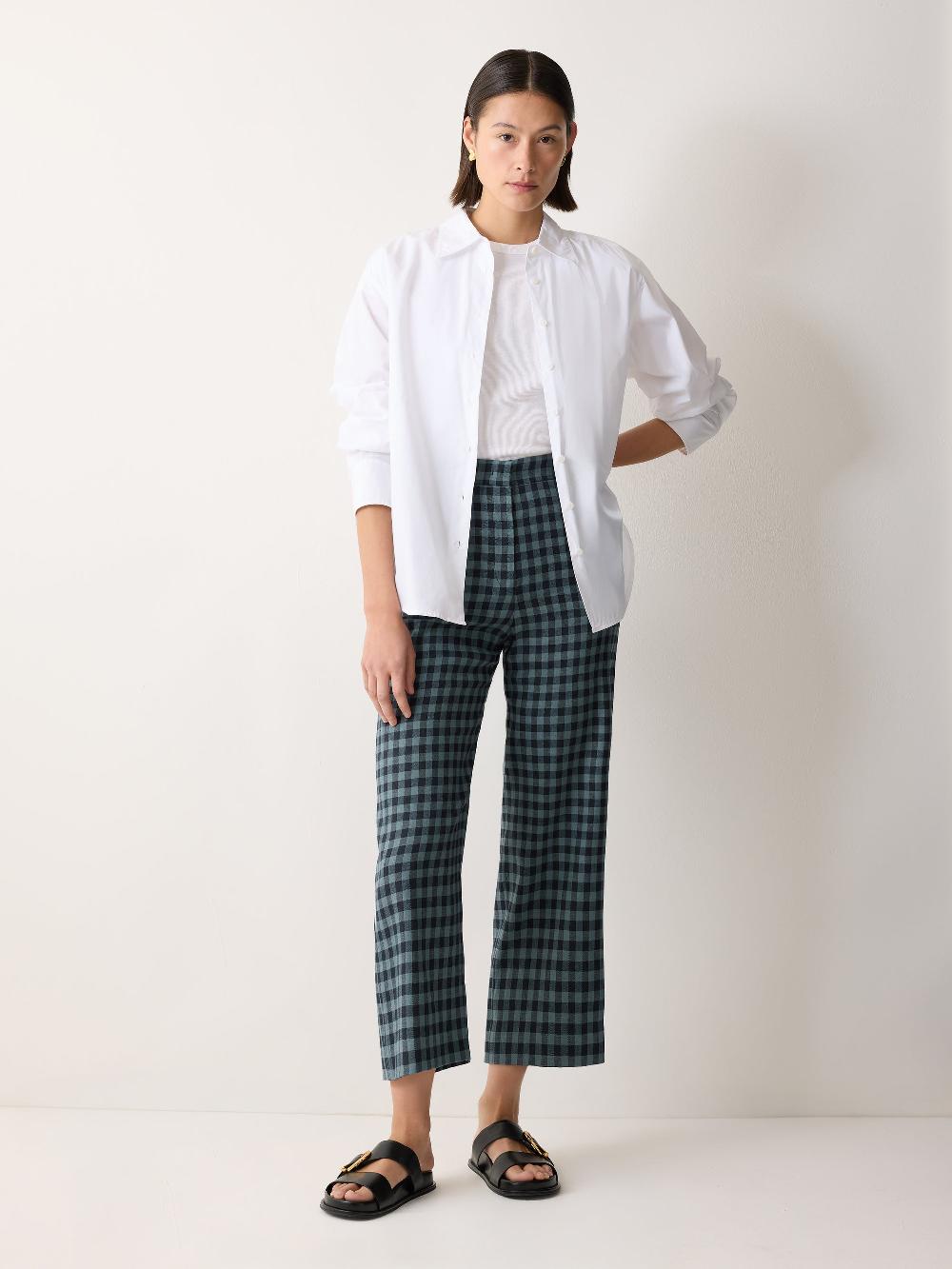 jigsaw Dale Linen Check Trouser Blue