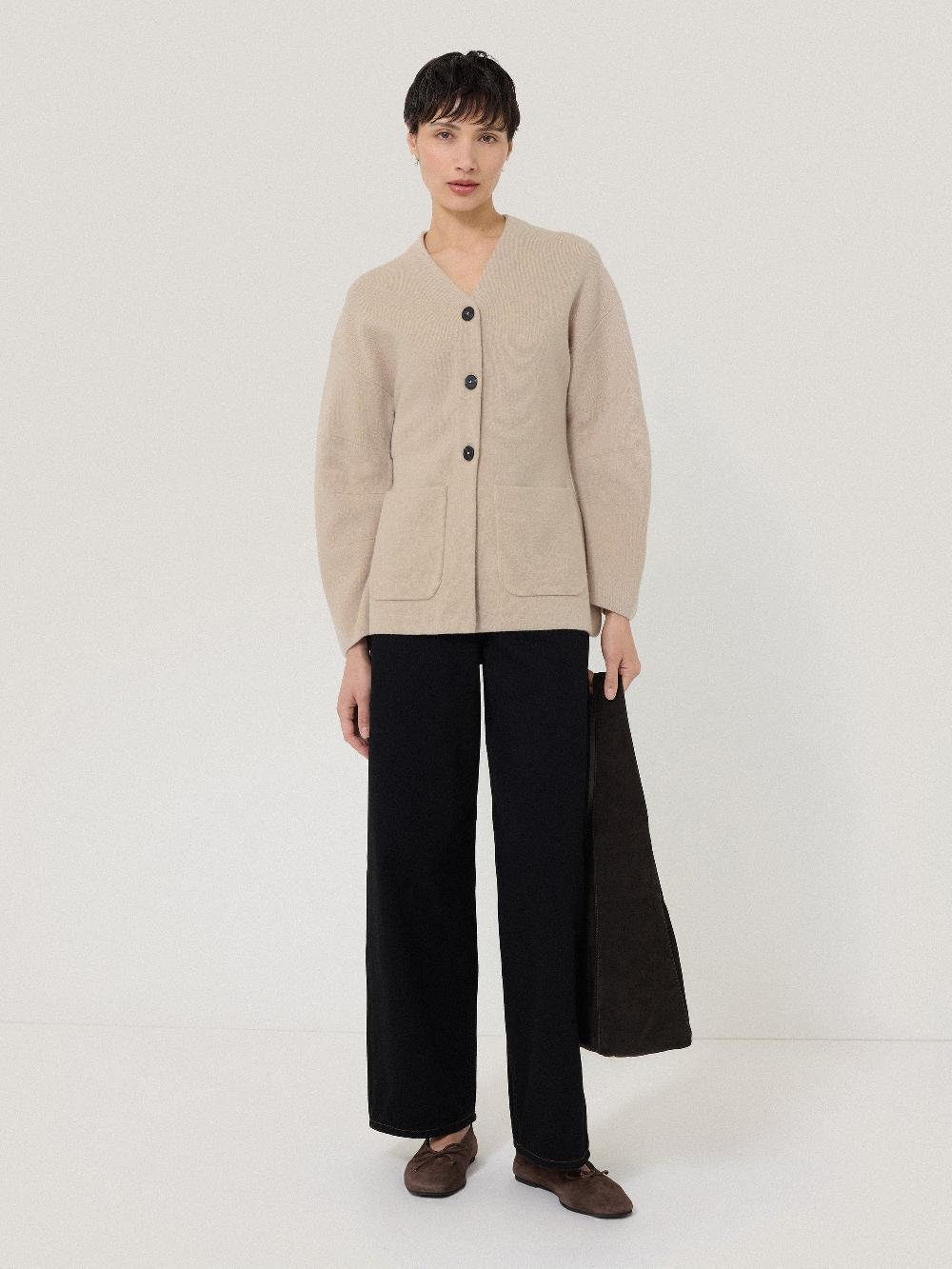 Jigsaw Darted Longline Knit Jacket Cream