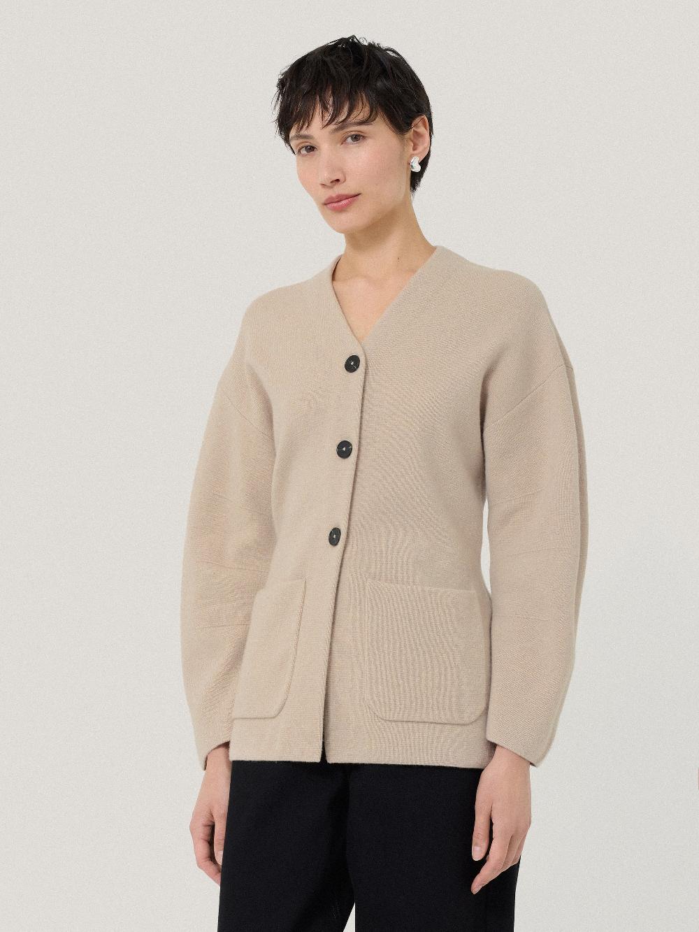 Jigsaw Darted Longline Knit Jacket Cream