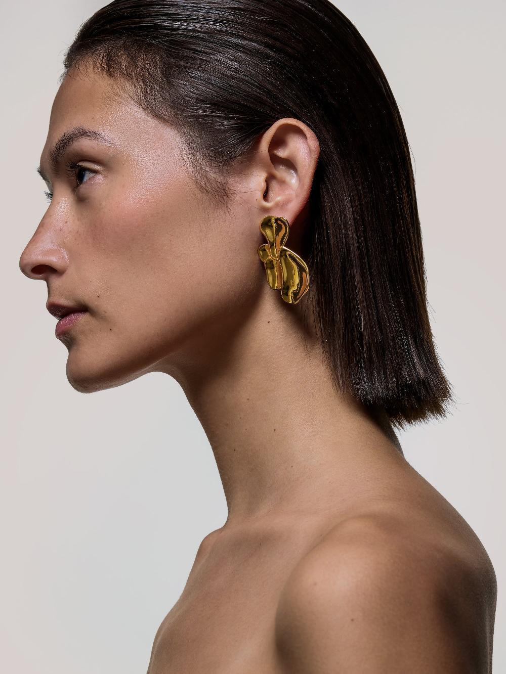 Jigsaw Deconstructed Petals Earring Gold
