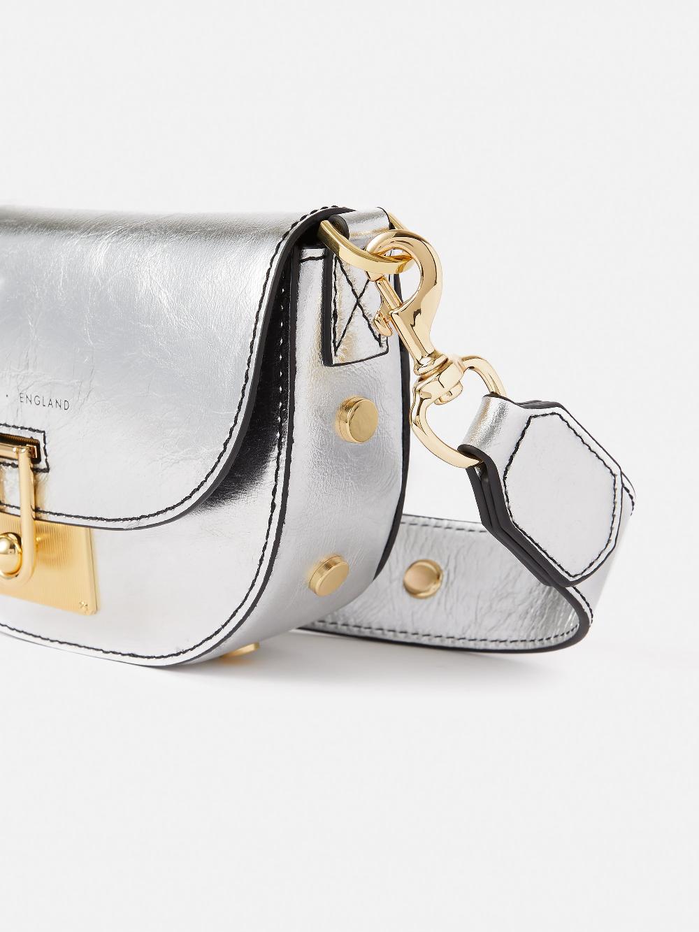 Jigsaw Denbigh Studded Leather Bag Silver