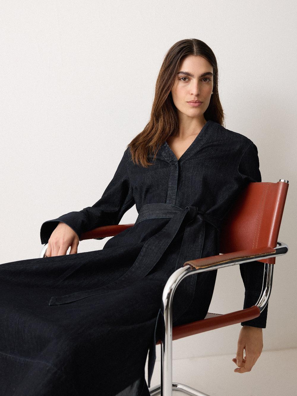 Jigsaw Denim Lyocell Belted Dress Indigo