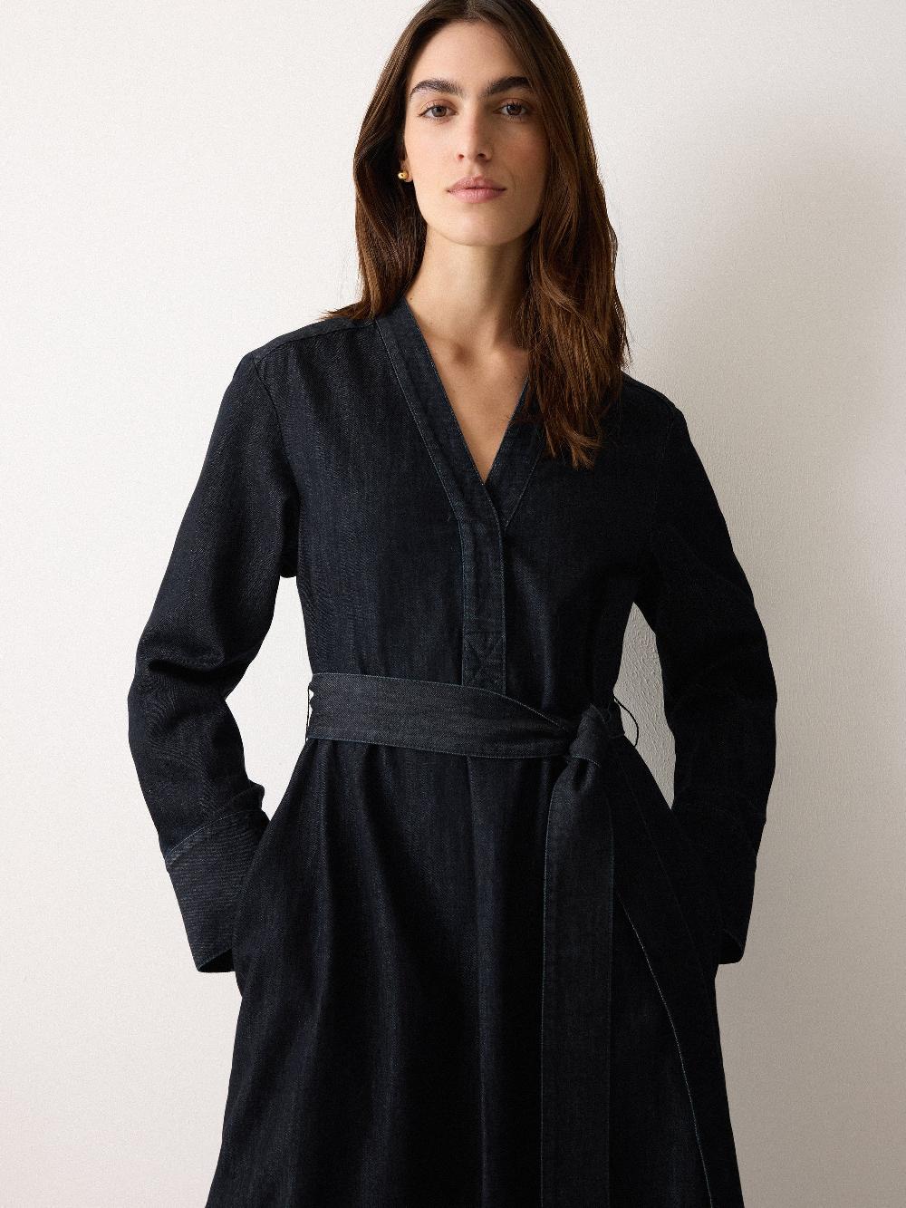 Jigsaw Denim Lyocell Belted Dress Indigo