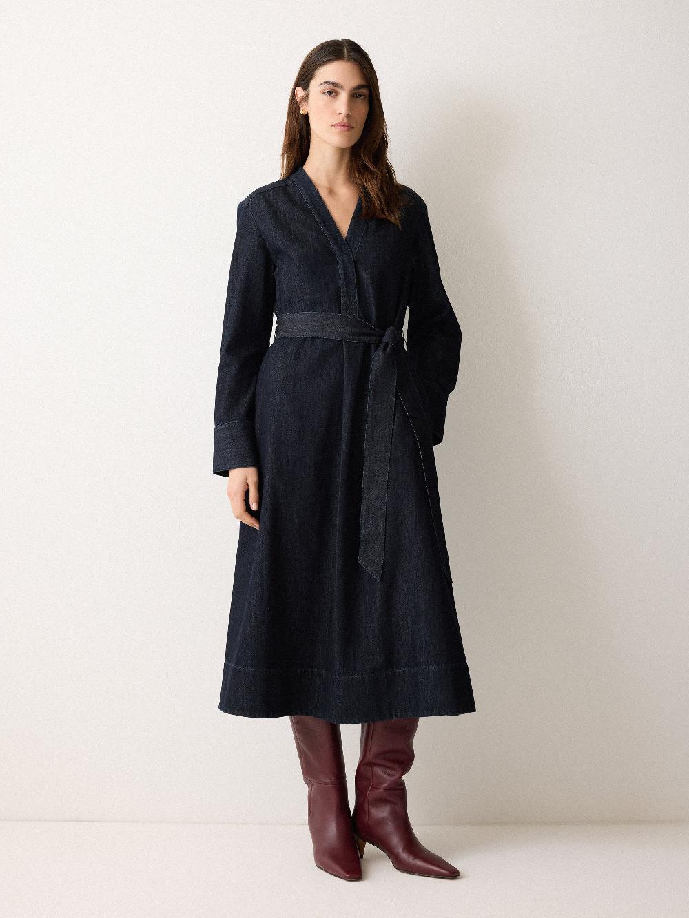 Jigsaw Denim Lyocell Belted Dress Indigo