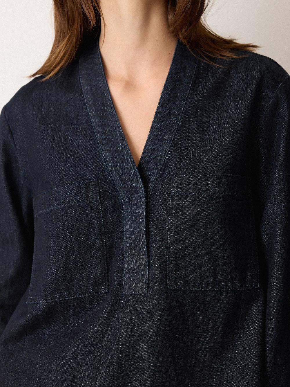 Jigsaw Denim Lyocell Tunic Shirt| Indigo Indigo