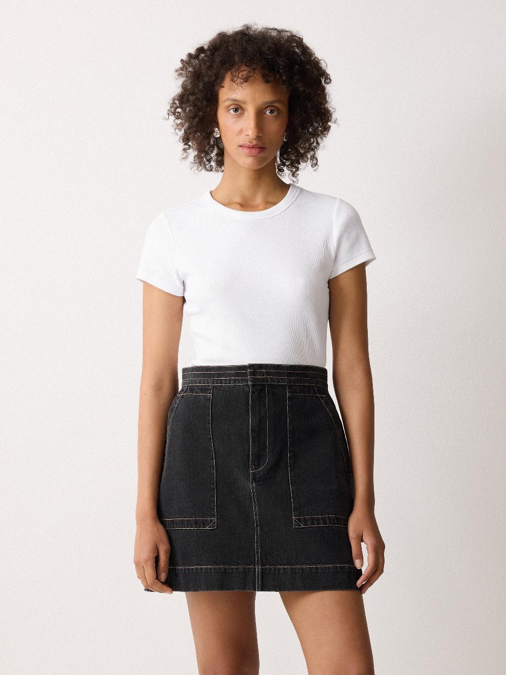 Jigsaw Denim Patch Pocket Mini Skirt Black
