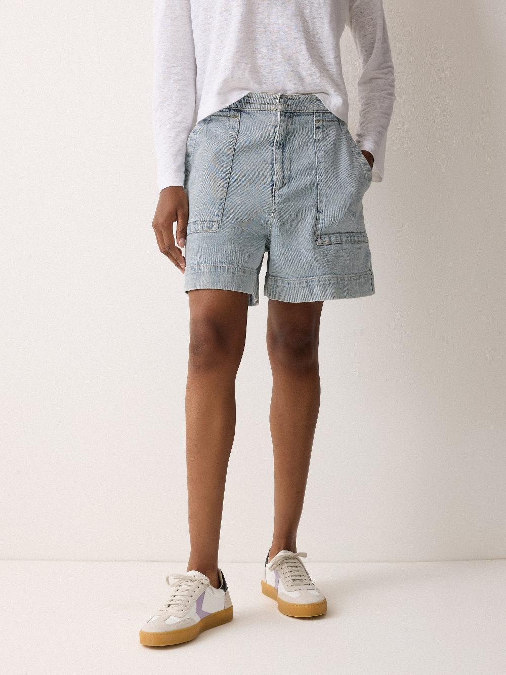 Jigsaw Denim Patch Pocket Short Light Blue Wash