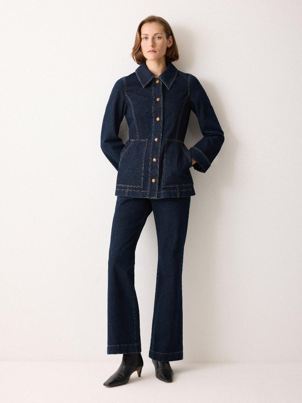 jigsaw Denim Tailored Bootleg Trouser Indigo