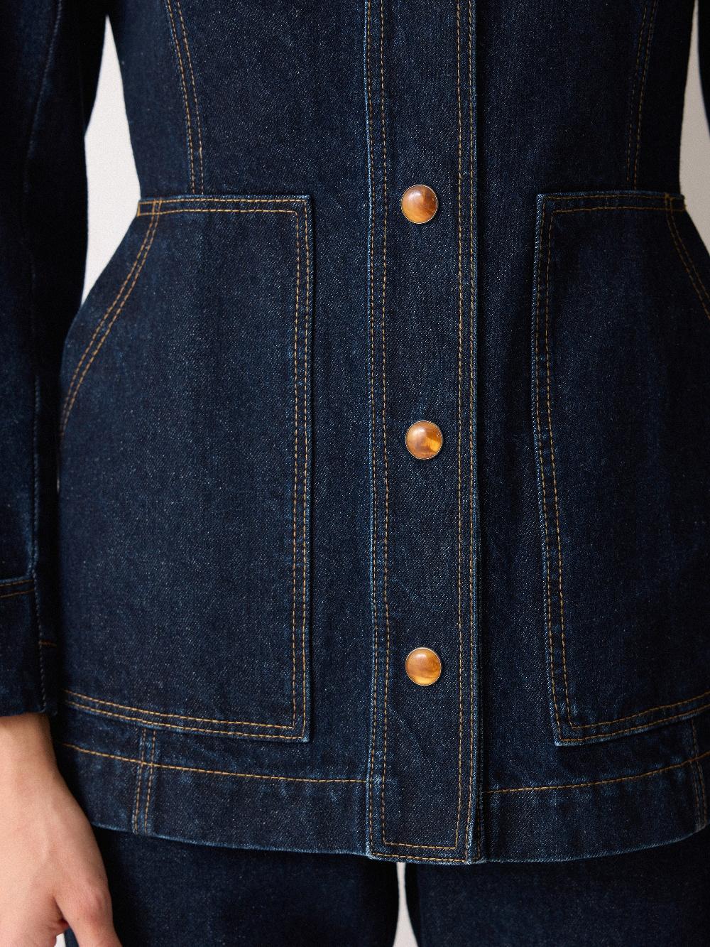 Jigsaw Denim Tailored Panelled Jacket Indigo