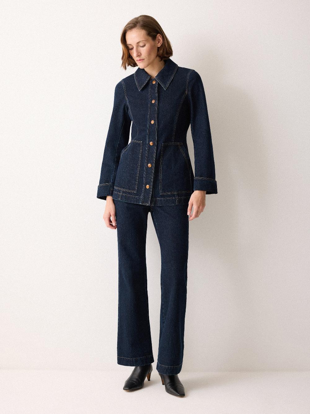 jigsaw Denim Tailored Panelled Jacket Indigo