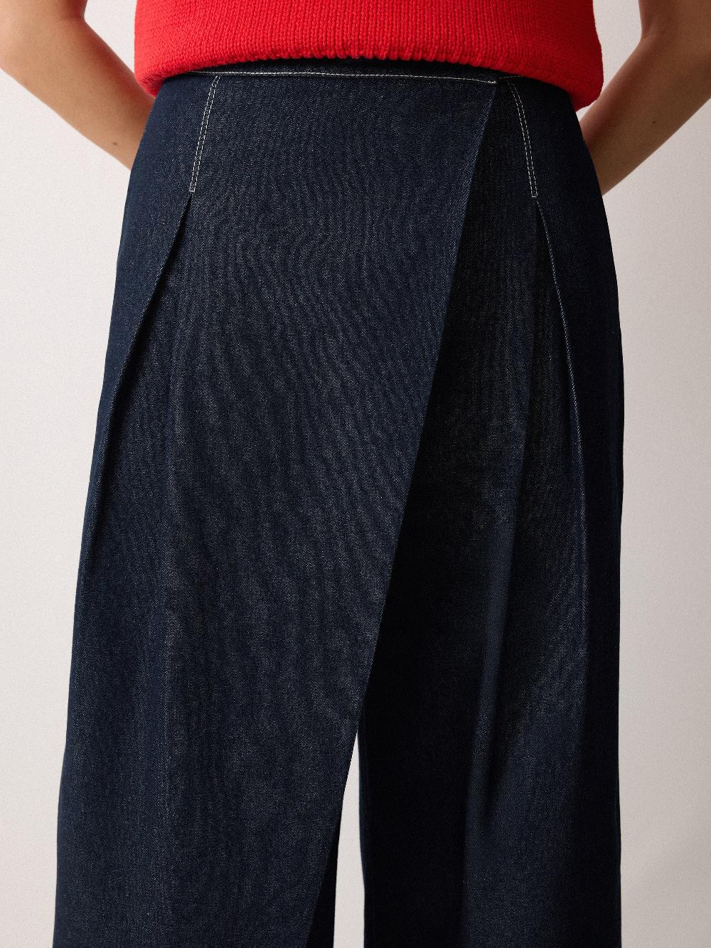 Jigsaw Denim Wrap Front Trouser Indigo