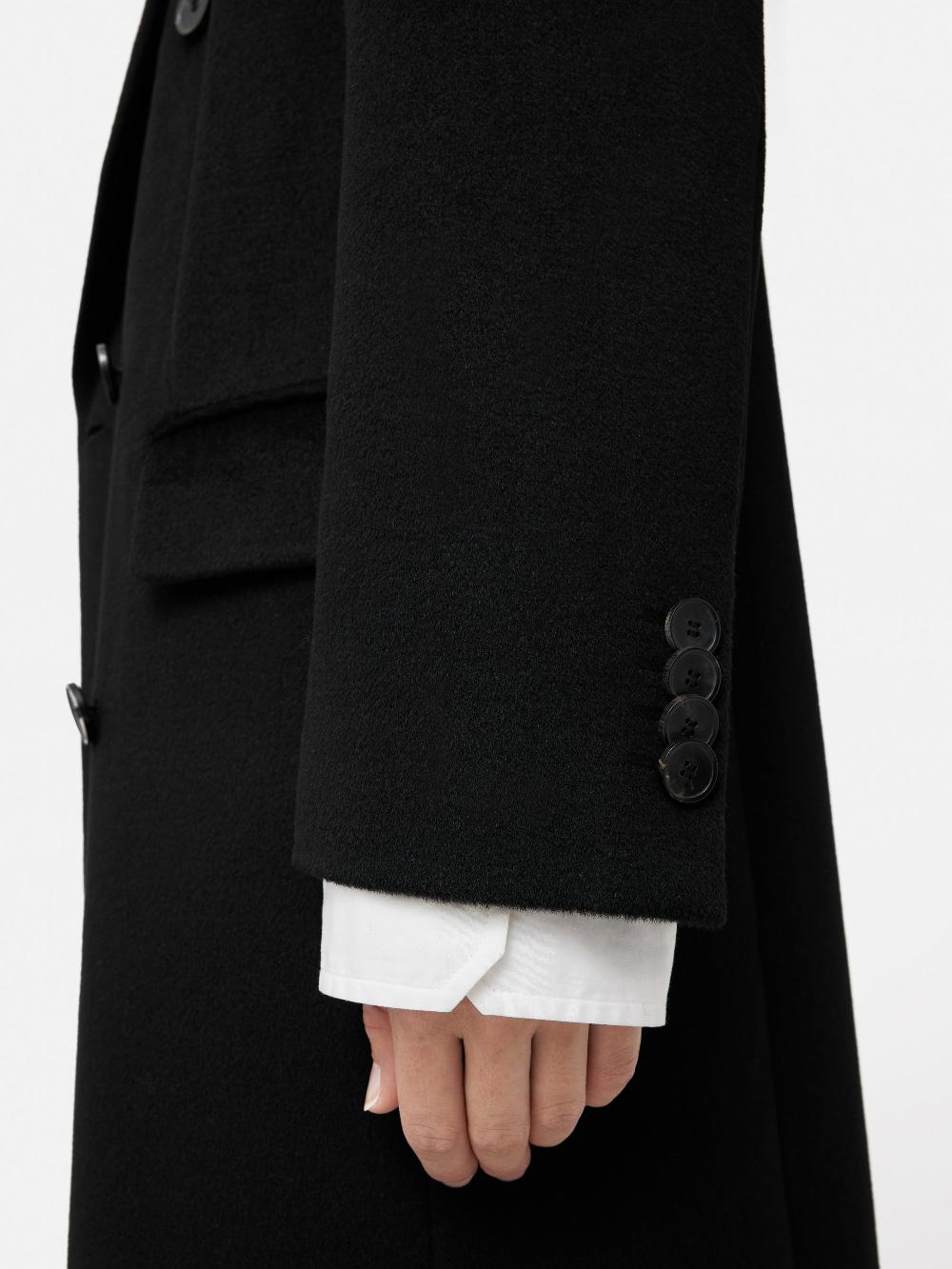 Jigsaw Double Breasted Wool Maxi Coat Black